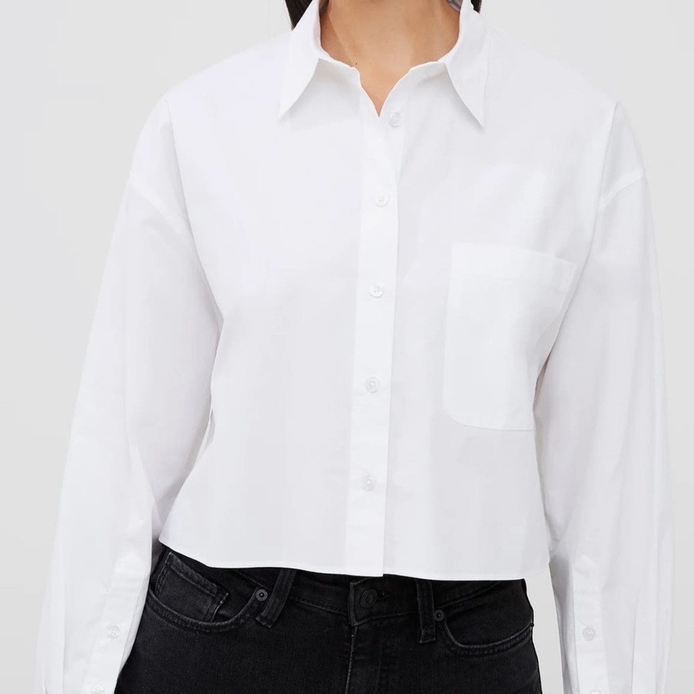 Cropped white button up